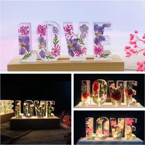 Eternal Flower LED Night Light USB Power LOVE Letter Led Dried Floral Rose Decro Lamp For Lover Wife Girlfriend Anniversary Gift
