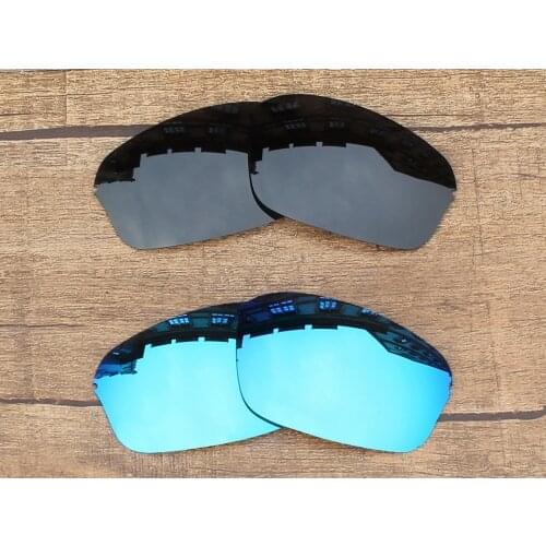 Vonxyz 2 Pairs Stealth Black & Ice Mirror Polycarbonate Replacement Lenses for-Oakley Half Wire 2.0 Frame