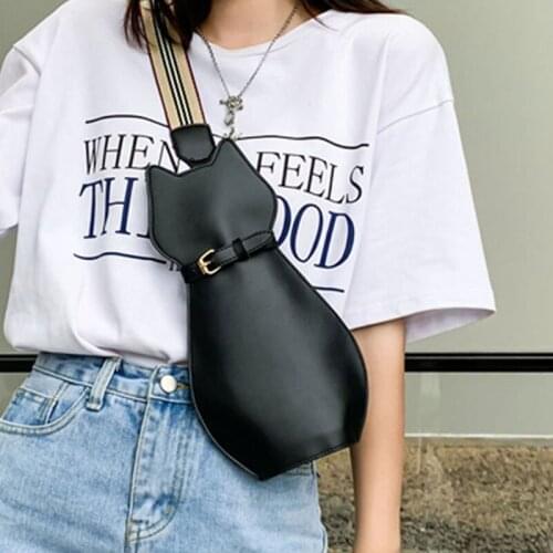 Women Bag Leather Cate Design Chest Bags For Women Casual Travel Crossbody Bag Wide Strap High Quality Cute Shoulder Purse