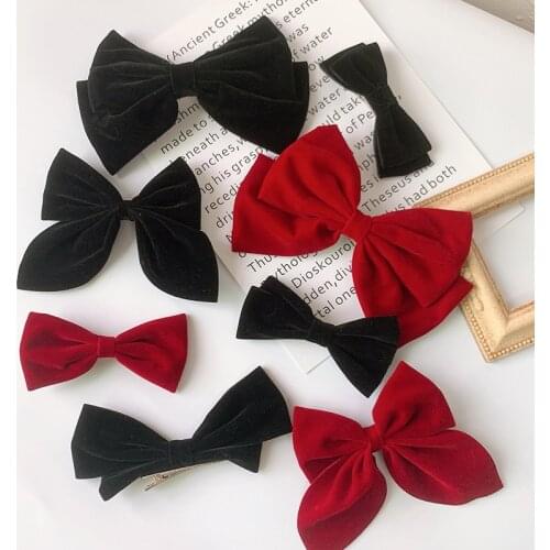 Small Medium Big Bows Velvet Hair Clips Bowknot Hairpins Barrettes For Women Girls Hair Accessories Lovely Bow Hair Clips 2020