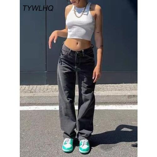 Low Waist Jeans Women Baggy Jeans 2021 New Fashion Straight Leg Pants Y2k Denim Trousers Vintage Loose Blue Washed Mom Jeans