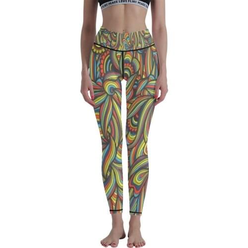 Digital Printed Womens Yoga Pants Leggings Fitness High Waist Sports Pants Nine Pants Tight Pants Women Movement Tying Feet