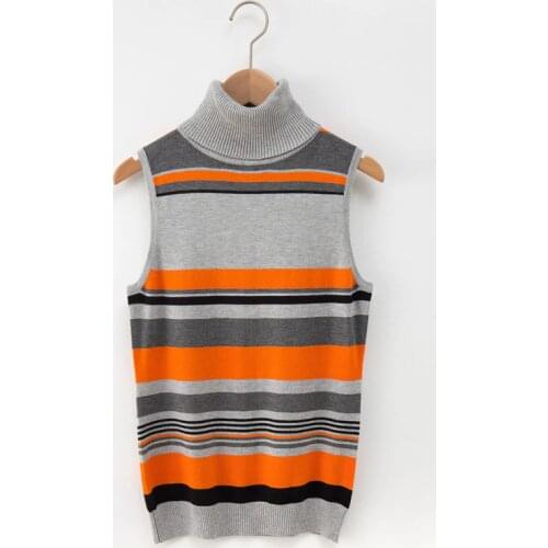 Marwin 2018 New-coming Casual Turn-down Collar Sleeveless Striped Women Sweaters Soft Fashion Short Thin Vest Sweaters