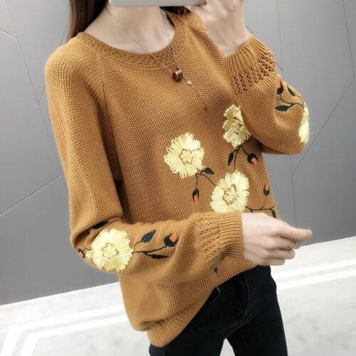 Fashion Women Sweater 2020 Spring Autumn Tops Casual Women Pullover Temperament Loose Women Embroidery Hollow Knitted Sweaters