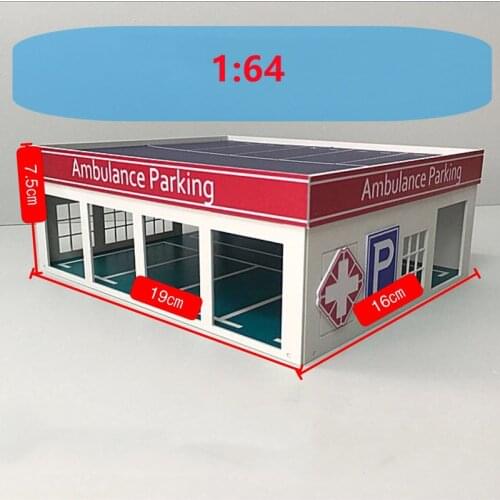 1:64 Scale Hospital Parking Lot Building Sand Table Decoration DIY Assembly Building Model