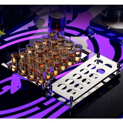 1 set 12 Cups Holder Stainless Steel Bar KTV Liquor Glass Small Liquor Cup Holder