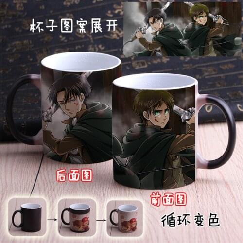 1pcs Anime Cartoon Attack on Titan Printed Color Changing Coffee Mug Milk Water Cup Cosplay Prop Decor Women Men Gift