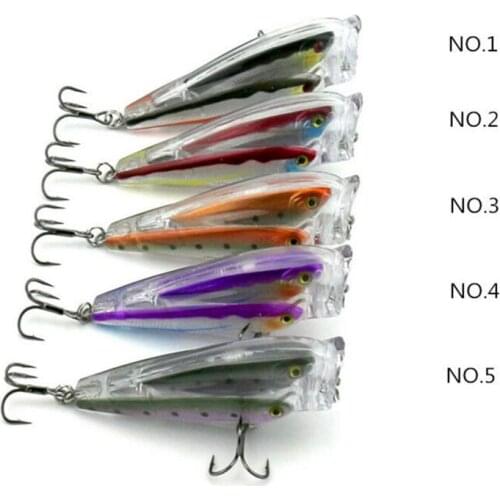 1Pcs Popper Group Fish Bait 8cm 12.8g 2 Treble Hook Lure Swimbait Vibration Hard Bait Pike Trout Fishing Tackle