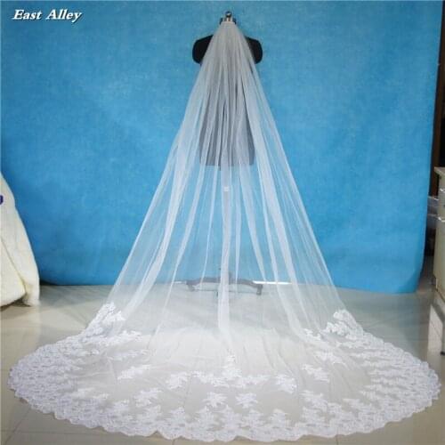 1 Tier 118" (300cm) Long Bridal Veil Lace Cathedral Long Wedding Veil with Comb