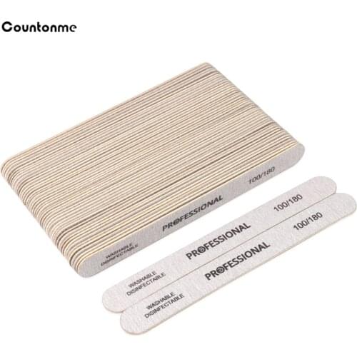 10Pcs/20Pcs 100/180Grit Wood Nail Files For Manicure Wooden Stick Grinding Polishing Buffers Straight Salon Ongles Accessoires