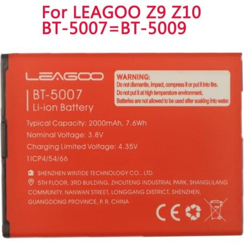 100% Original High Quality Battery 2000mAh For LEAGOO Z9 Z10 BT-5007&BT-5009 Batterie Batteria
