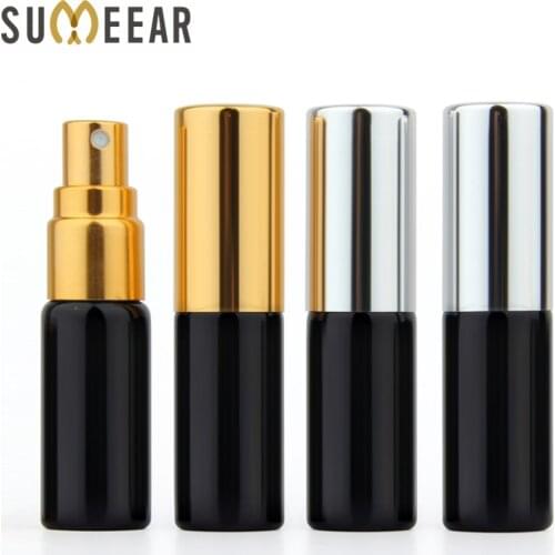100 Pieces/Lot 5ml UV Glass Empty Perfum Bottle Mini Portable black Glass Perfume Bottle With Atomizer