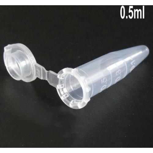 1000pcs/lot 0.5ml Affordable Clear Mark Printed Plastic Cone Centrifuge Tube with Scale line for kinds of Laboratory