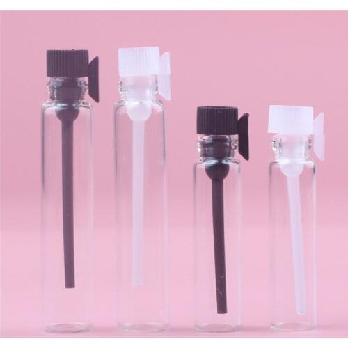 2Colors 50PCS 1ml 2ML Glass Vials Mini Empty Laboratory Sample Bottle With Plastic Stopper Clear Perfume Liquid Oil Fragrance