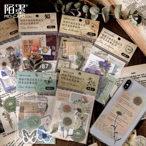 20pcs/pack Original Mobile Phone Case Decoration Card Time Collection Book Series Ins Plant Hand Account Decoration Sticker