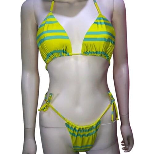AA Summer Women Swimsuits Sexy Backless Bandage Bikini Sets With Face Cover Striped Thong Swimsuit Triange Swimwear