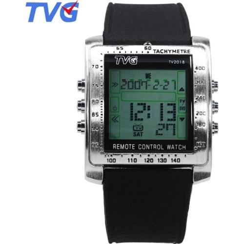 TVG Mens Watches Men Led Digital Watches Rectangle Dial Rubber Sports Watches Men TV Remote Control Watch horloge man reloj