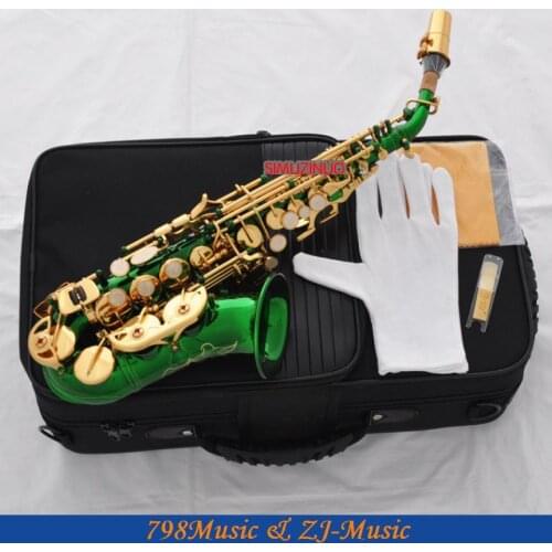 Green/Gold Curved Soprano Saxophone Sax Bb key High F New Case