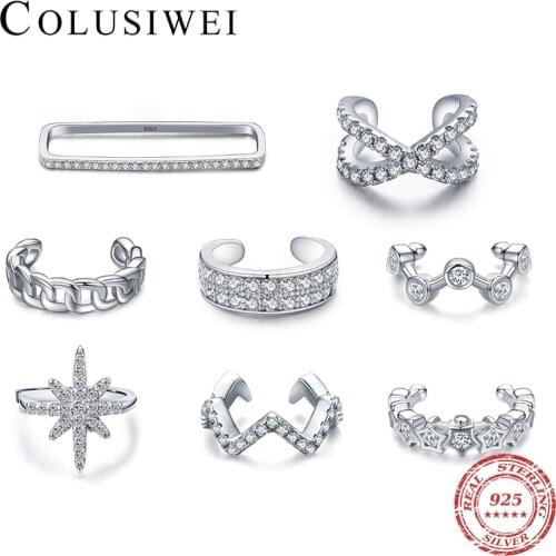 Colusiwei Romantic 925 Sterling Silver Pave Rainbow CZ Clips Ear for Women Luxury Design Multiple Styles Earring Single Jewelry