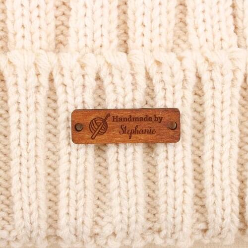 Wooden labels, personalized tags, knit labels, Custom Name, Business Name, Customise Your Text (WD1416)