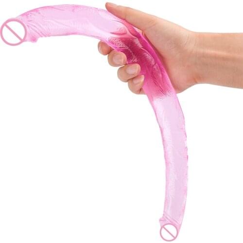 Erotic Silicone Long Dildo Realistic Soft Jelly Double Ended Penis Anal Lesbian Double Penetration Dick Adult Sex Toys for Woman