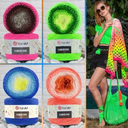 Cotton Knitted Yarn - 9 Color Options - 1000 Meters(250gr) - YarnArt Flowers Vivid - Polyacrylic - Cardigan - Shawl - Baby Blanket - Sweater - Blouse - Vests - Home Accessories - Medium - Amigurumi - Tricot - DIY