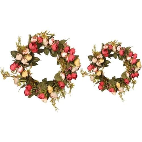Artificial Rose Flower Wreath with Elegant Best for Front Door Wedding Birthday Party Wall Window Home Decor