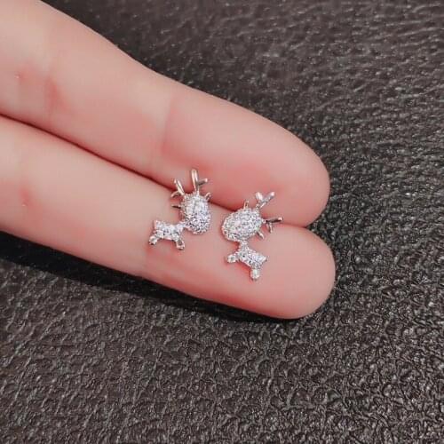 Exquisite Women Full Diamond Simple Deer Earrings Statement Jewelry Gifts