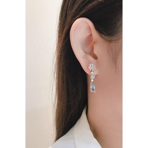 JL516 Solid 18k Gold Nature Blue Aquamarine Gemstones 2.44ct Drop Dangle Earrings for Women Fine Jewelry Birthday Presents