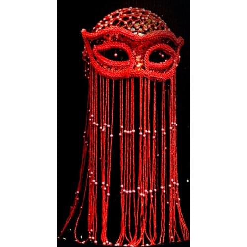 Carnival Masks Cosplay Masquerade Latin Sexy Halloween Mask Makeup Party Handmade Beaded Fringe Costume Wear