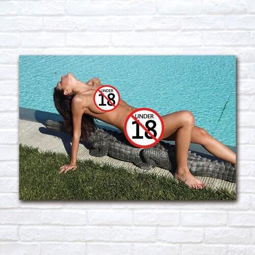 Modern Aesthetic Wall Art 1 Piece Canvas Cloth Fabric Painting Sunbathing Girl Sexy Body Poster Prints Picture Room Decor