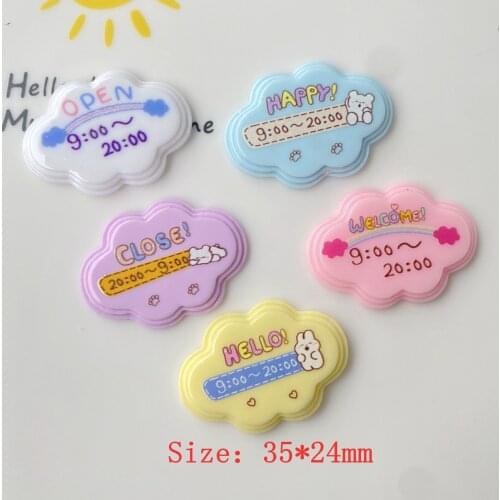 20Pcs Kawaii Resins Letter Cloud Time Flatback Resin Cabochon Scrapbooking Fit Phone Decoration Embellishments Craft DIY