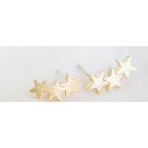 Classic Star Stud EarringsFashion Pentagram Ear Studs for Women Three Stars Make Up the Design
