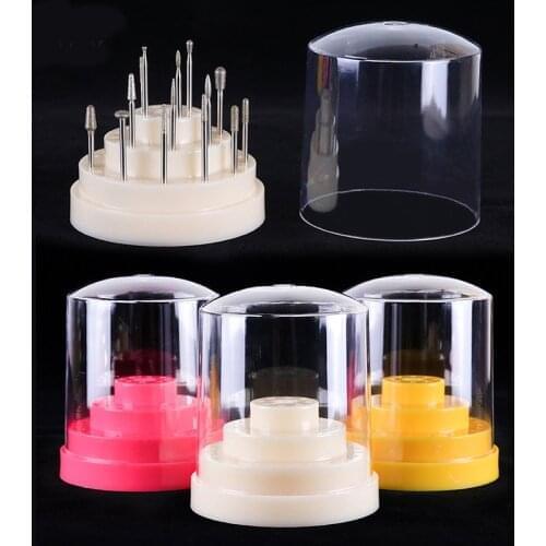 Colorful Acrylic Nail Drill Bit Cutter Storage Box Nail Art Tools Display 48 Holes Round Holder Stand Manicure Container