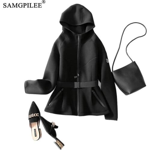 Jackets Womens Autumn 2021 Casual Winter Clothes Woman Full Sleeve Solid Zipper Slim Plus Size Hooded Jackets For Women 4XL