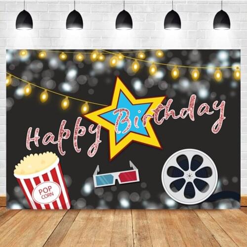 Laeacco Pop Corn Glasses Stars Kids Birthday Portrait Customization Photography Backdrop Photo Background For Photo Studio