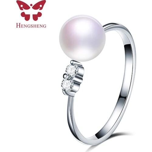 WORLD Classic Ring 100% Natural Freshwater Pearl Good Luster Ring For Girl friend Birthday Gift 925 Silver Jewelry anillos