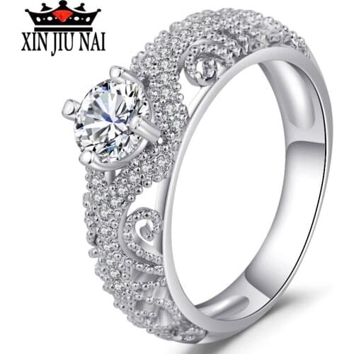 Fashion luxury classic female wedding ring hollow design inlaid with high quality zircon CZ anniversary gift elegant female ring