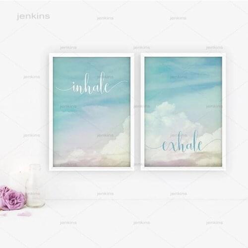 Inhale Exhale Motivational Poster Yoga Meditation Prints Boho Home Decor Zen Art Breathe Canvas Painting Pilates Wall Pictures