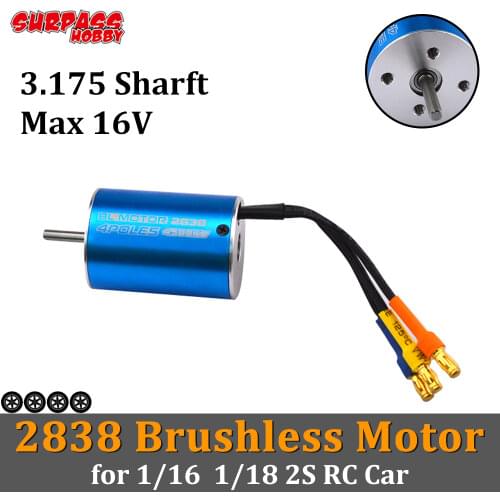 Surpass hobby waterproof 2838 brushless motor Sensorless 3.175mm shaft gear motors 3600KV 4500KV 5500kv for 1/16 1/12 RC car