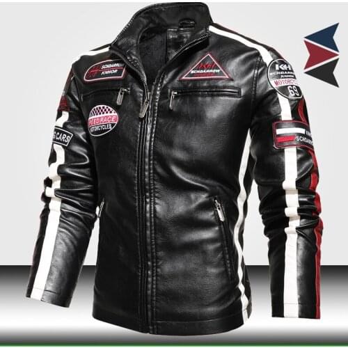 Mens Fashion Moto Leather Jacket 2021 Trendy New Biker Leather Jacket with Embroidery Epaulet Men Faux Leather Bomber Jackets