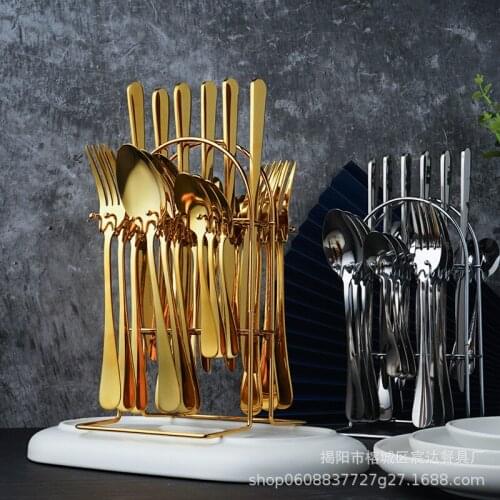 24-piece stainless steel cutlery steak cutlery with knife holder 24-piece gift box online celebrity set