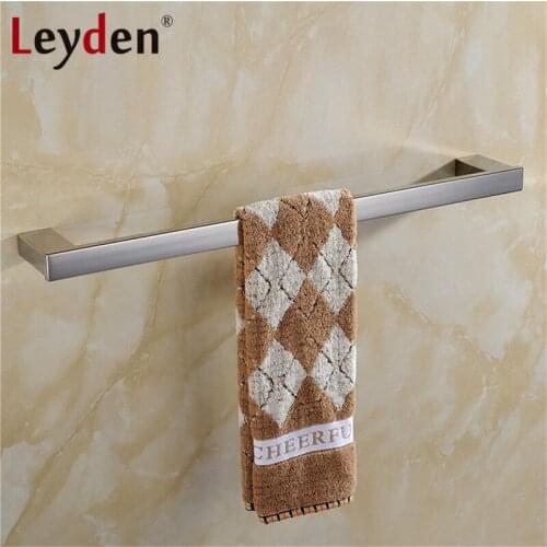 Leyden Wall Mounted Stainless Steel Towel Holder Polished Chrome Single Modern Towel Rail Square Towel Bar Bathroom Accessories