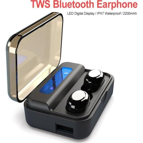 TWS Bluetooth Earphone Wireless Bluetooth 5.0 9D Stereo Headphone Sport IPX7 Waterproof Earbuds with LED Digital Display Headset