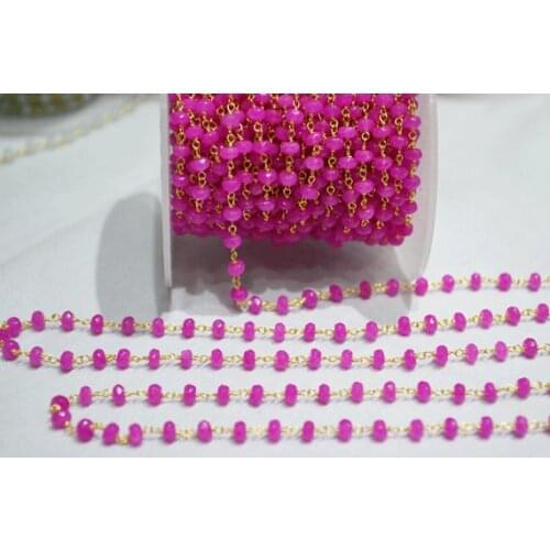 WT-RBC025 New peoduct wholesale natual rosary chain with 24k gold strim in high quality fashion chain for jewelry making