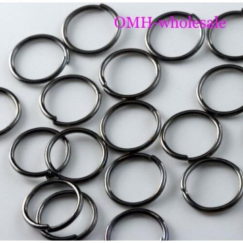OMH wholesale 0.7X10mm 800pcs Jewelry accessories DIY circle black Plated Open Metal Jumping Rings Finding DY57