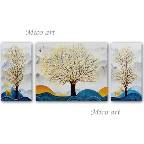 3PCS abstract textured oil abstract trees painting living room wall decoration art 3 pieces restaurant hangings painting artwork