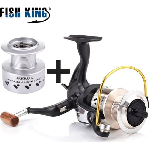 FISH KING XL Fiber Drag Spinning Fishing Reel With Spare Spool 9+1BBs 5.3:1/4.8:1 Freshwater Fishing Reel for Bass Pike Fishing
