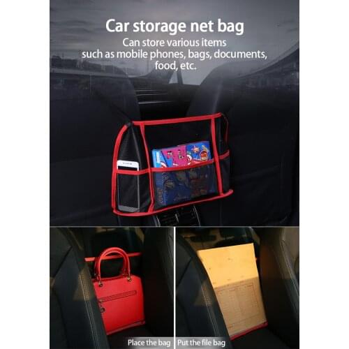 New Car Net Pocket Handbag Holder Organizer Seat Side Storage Mesh Net Bag For Packaging Car Organizer Storage Bag Car Accessory