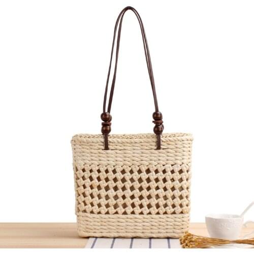 Straw Knitting Women Shoulder Bag Summer Beach Tote Bag Hollow Out Vacation Seaside Female Handbag Rattan Travel Bag Casual
